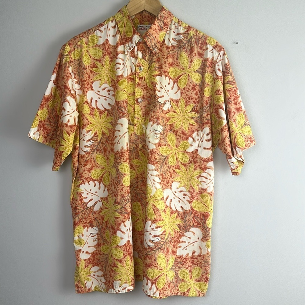 Go Barefoot Reverse Cotton Hawaiian Shirt Half Button PullOver Large Made in USA